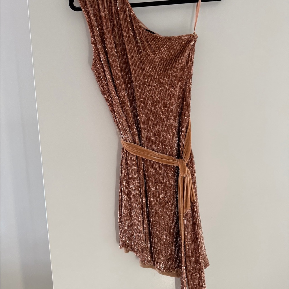 Retrofete One-Shoulder Tan Dress - Picture 11 of 11